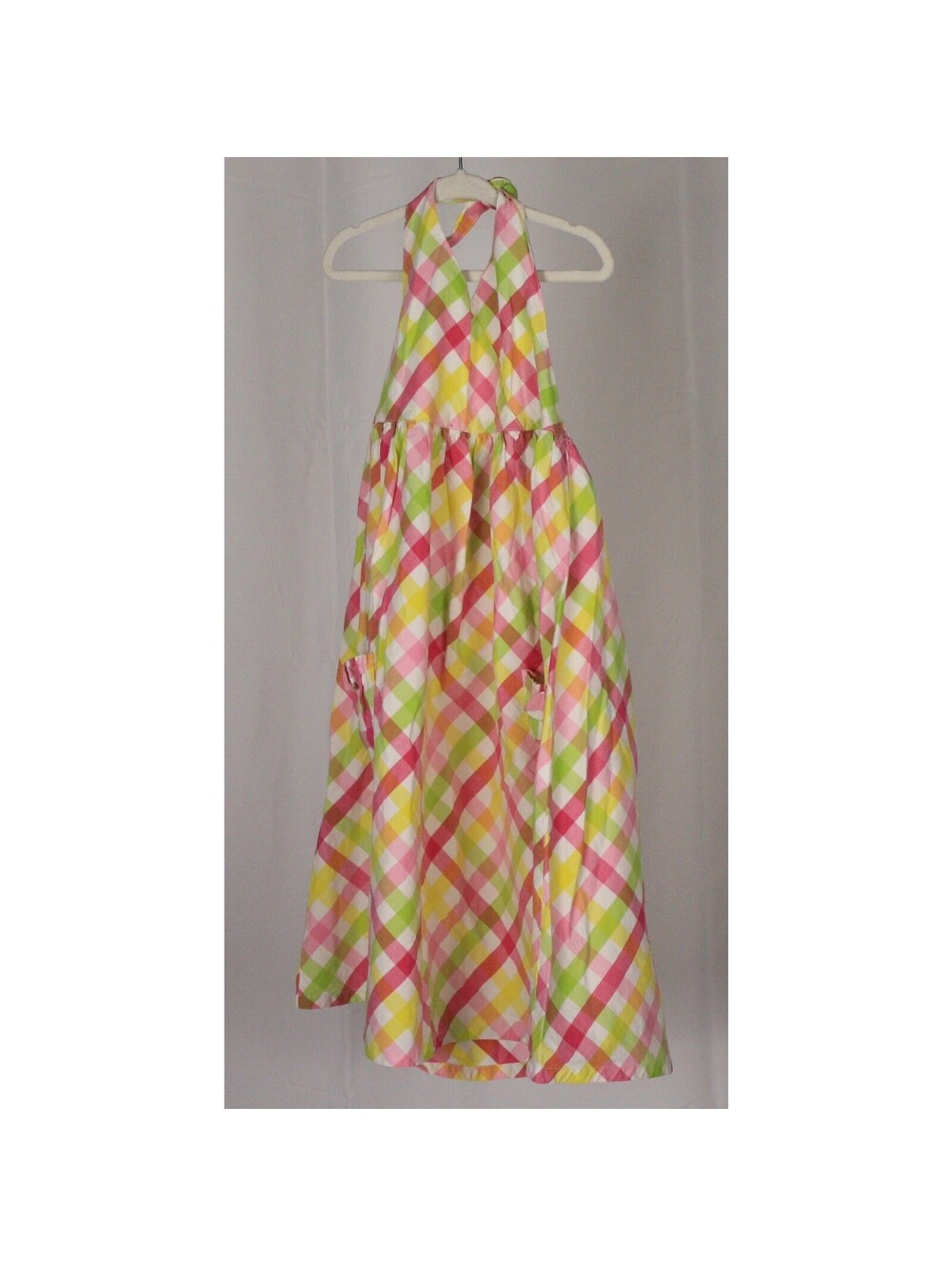 Gymboree Pink Green Plaid Halter Dress Girls Size 9 Summer